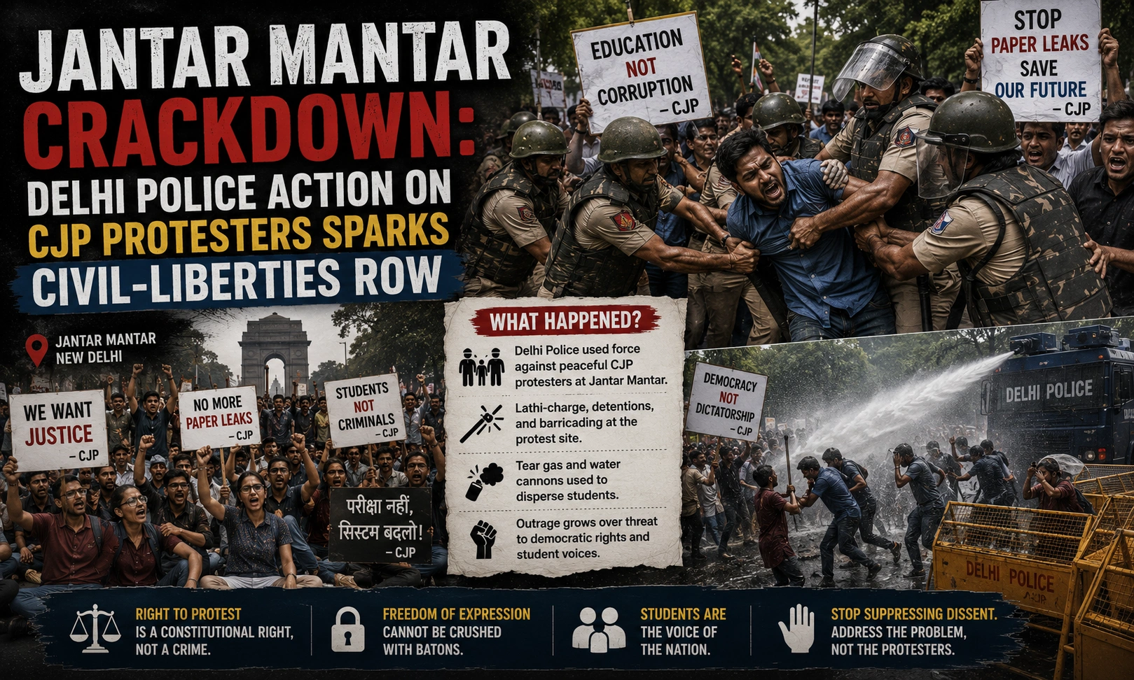 Delhi Police action against CJP protesters at Jantar Mantar