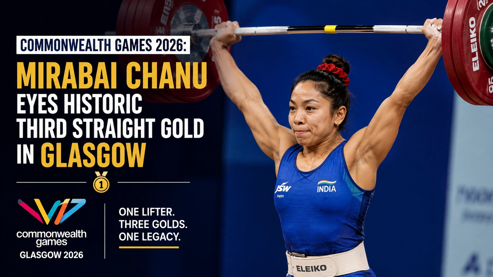 Mirabai Chanu in action at the Commonwealth Games