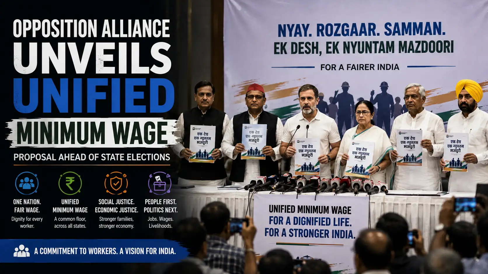 Opposition Alliance Unveils ₹600 National Minimum Wage